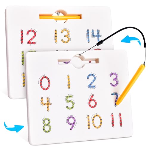 GAMENOTE Magnetic Number Tracing Board, 2 in 1 Double Sided Numbers 1-20 Writing Board for Toddlers & Kids, Preschool Handwriting Learning Toys, Educational Math Manipulatives - Image 1