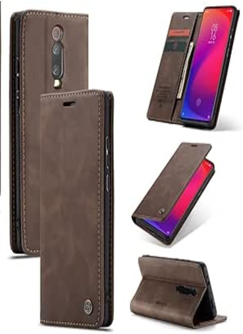 Compatible Phone Case for Xiaomi Mi 9T / Mi 9T Pro / k20 Premium PU Leather Flip Case with Magnetic Card Slot and Functional Holder Compatible with Xiaomi Mi 9T / Mi 9T Pro / k20 (Coffe)
