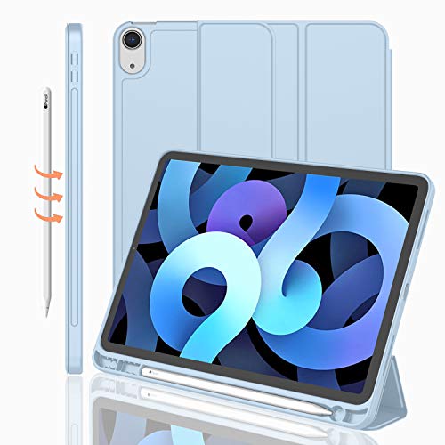iMieet Case for iPad Air 11 Inch M3(2025) / M2 (2024) / iPad Air 5th/4th Generation 2022/2020 10.9 Inch with Pencil Holder, Trifold Stand Smart Cover with Soft TPU Back(Sky Blue) - Image 1