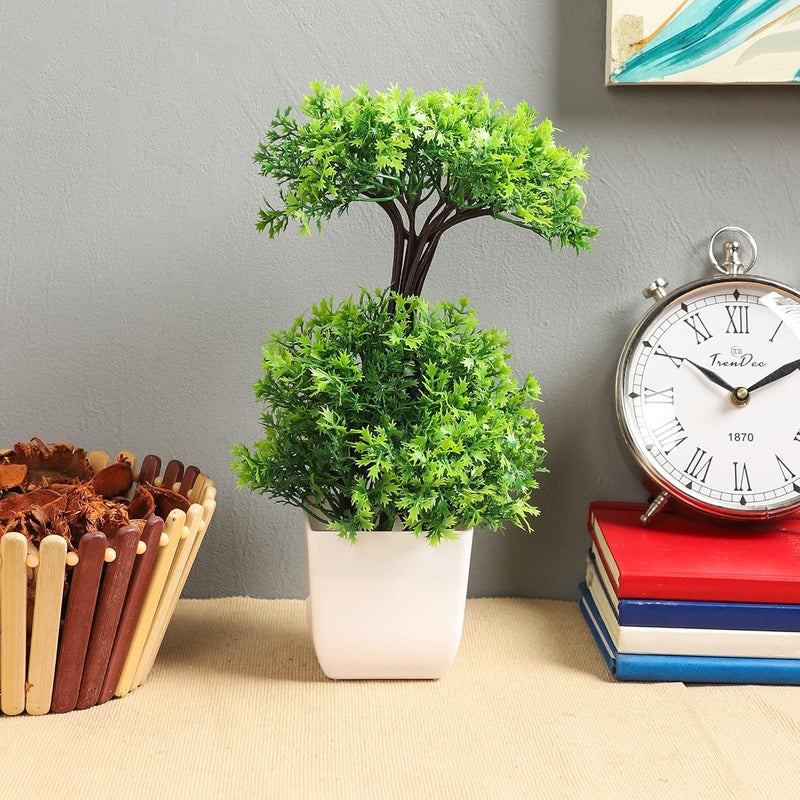 Litleo Litleo Great for Home Or Office Decoration or Birthday Gift Table Top Bonsai Artificial Plant with Wooden Pot Bonsai Artificial Plant with Pot 28 cm Green 
