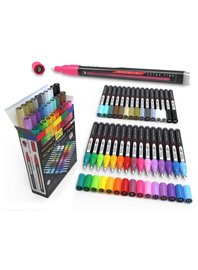TOOLI-ART Acrylic Paint Pens Assorted Vibrant Markers For Rock Painting Canvas Glass Mugs Wood Fabric Metal Ceramics. Non Toxic Quick Dry Multisurface Lightfast (Extra Fine) - Image 1
