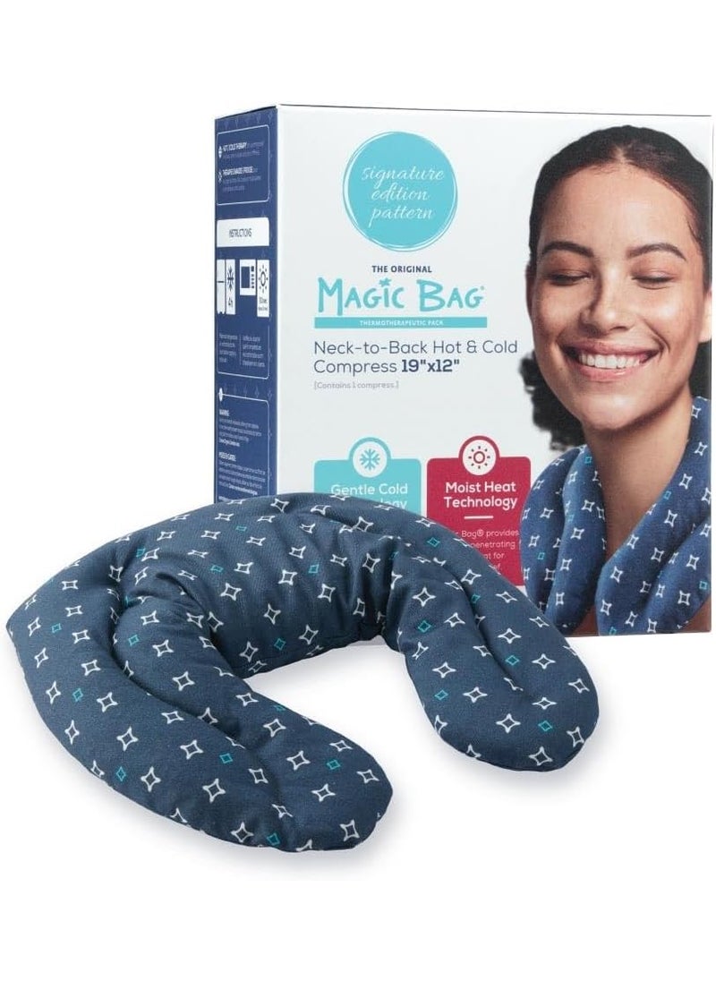 Magic Bag Magic Bag Signature Edition Thermal Compress for Neck-to-Back Pain Relief, Cotton, Blue, Award-Winning Hot & Cold Therapy 