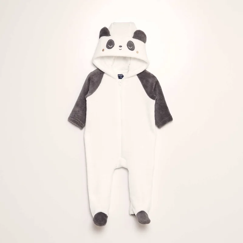 Kiabi 'Panda' Fleece Romper White