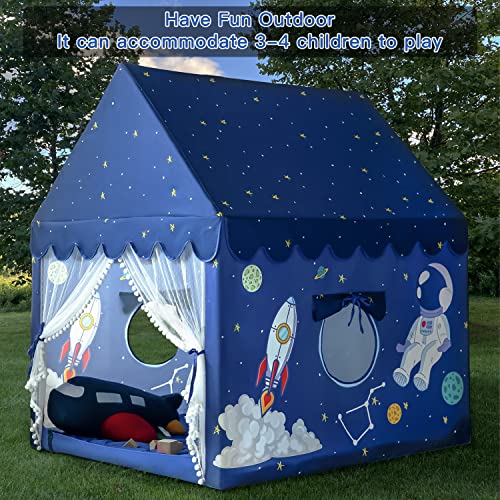 Sherilyn Kids Play Tent Playhouse Indoor Tent for Kids Boys Toddler, Large Castle Play House Bed Tents Spaceship Outer Space Rocket Blue, Kid Toys for Boy Girl Birthday, Christmas House Gift - Image 3