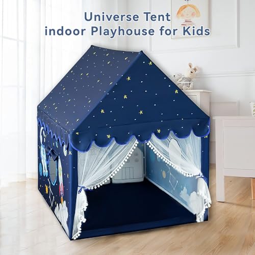 Sherilyn Kids Play Tent Playhouse Indoor Tent for Kids Boys Toddler, Large Castle Play House Bed Tents Spaceship Outer Space Rocket Blue, Kid Toys for Boy Girl Birthday, Christmas House Gift - Image 4