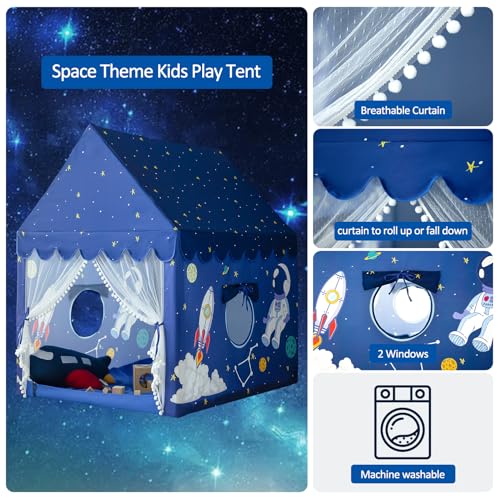 Sherilyn Kids Play Tent Playhouse Indoor Tent for Kids Boys Toddler, Large Castle Play House Bed Tents Spaceship Outer Space Rocket Blue, Kid Toys for Boy Girl Birthday, Christmas House Gift - Image 5