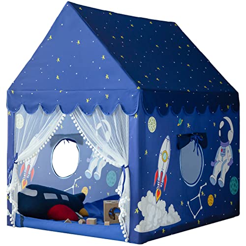 Sherilyn Kids Play Tent Playhouse Indoor Tent for Kids Boys Toddler, Large Castle Play House Bed Tents Spaceship Outer Space Rocket Blue, Kid Toys for Boy Girl Birthday, Christmas House Gift - Image 1