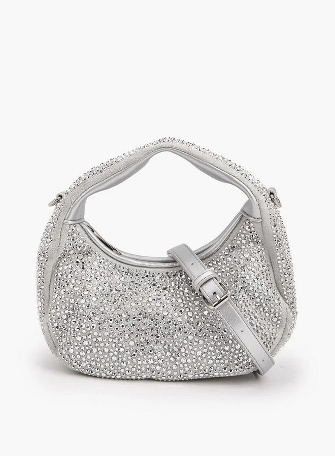 بابريكا Diamante Embellished Shoulder Bag With Zip Closure