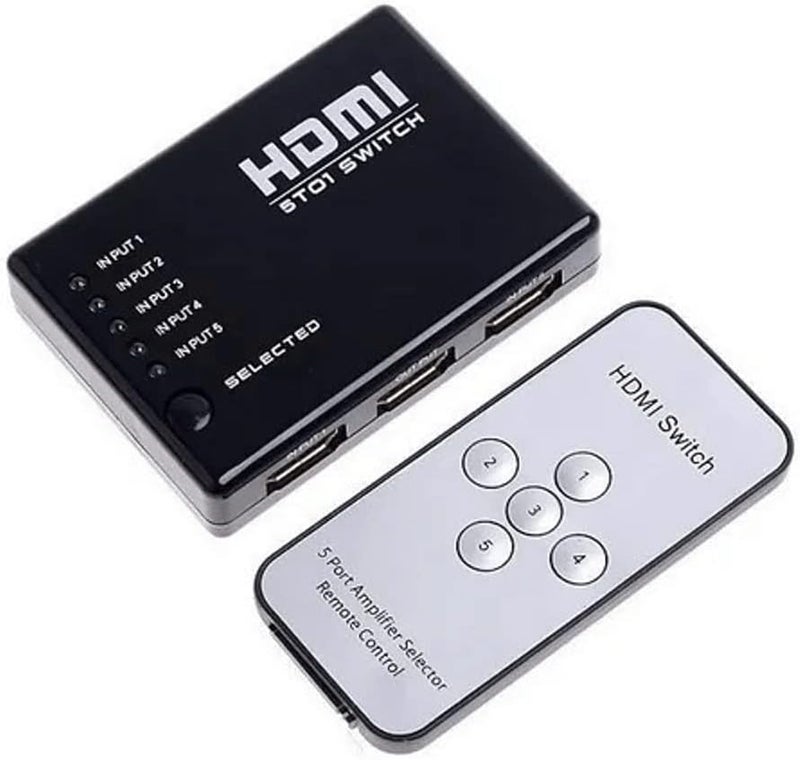 محول HDMI صغير بـ5 منافذ 4 كيه للفيديو مع جهاز تحكم عن بعد بالاشعة تحت الحمراء - Image 2
