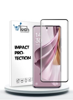 دبليو تيك Oppo Reno10 Pro + / Oppo Reno10 Pro Plus 5G 2023 Premium E2E Full Glue بغطاء كامل واقي شاشة من الزجاج المقسى (MSGECN) - شفاف / أسود  - Image 1