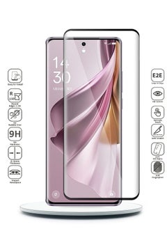 دبليو تيك Oppo Reno10 Pro + / Oppo Reno10 Pro Plus 5G 2023 Premium E2E Full Glue بغطاء كامل واقي شاشة من الزجاج المقسى (MSGECN) - شفاف / أسود  - Image 2