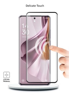 دبليو تيك Oppo Reno10 Pro + / Oppo Reno10 Pro Plus 5G 2023 Premium E2E Full Glue بغطاء كامل واقي شاشة من الزجاج المقسى (MSGECN) - شفاف / أسود  - Image 4