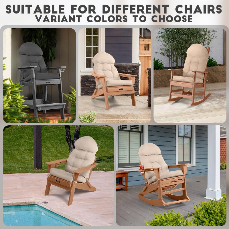 FUNBERRY Adirondack Chair Cushion, Thicken Comfy Cushions for Rocker Non Slip Fade Shield Waterproof High Back with Ties - Image 3