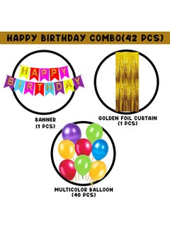 Party Propz Party Propz Multicolour Birthday Decoration Happy Birthday Decorations Kit for Boys and Girls Multicolour Balloons For Decoration / Multicolour Birthday Decorations Kit - Set of 42  - Image 2