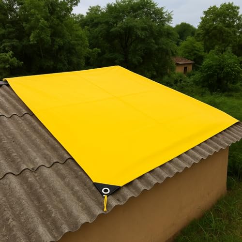 RK Trends Heavy Duty Waterproof HDPE 260GSM Tarpaulin, UV Resistant, Yellow, with Metal Grommets, for Multipurpose Use (9Ft x 9Ft) - Image 4