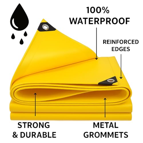 RK Trends Heavy Duty Waterproof HDPE 260GSM Tarpaulin, UV Resistant, Yellow, with Metal Grommets, for Multipurpose Use (9Ft x 9Ft) - Image 2