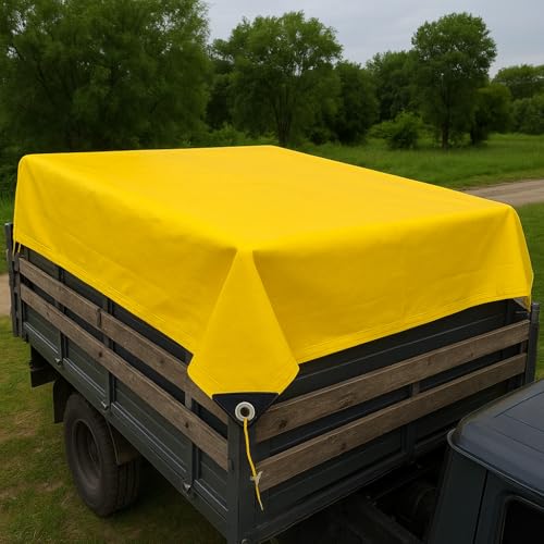 RK Trends Heavy Duty Waterproof HDPE 260GSM Tarpaulin, UV Resistant, Yellow, with Metal Grommets, for Multipurpose Use (9Ft x 9Ft) - Image 3