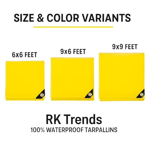 RK Trends Heavy Duty Waterproof HDPE 260GSM Tarpaulin, UV Resistant, Yellow, with Metal Grommets, for Multipurpose Use (9Ft x 9Ft) - Image 5