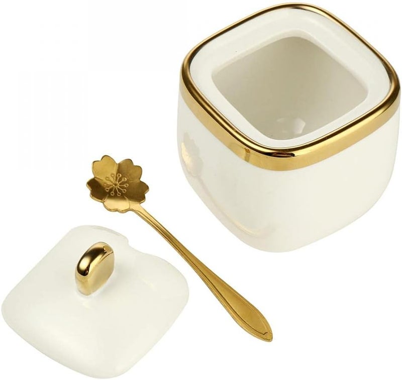 POSHOPS 3 pack Ceramic Sugar Bowls SetMarble Porcelain Spice Jars Storage Containers Condiment Jar Spice Container with Spoons and Lids for Home and Kitchen White - Image 5