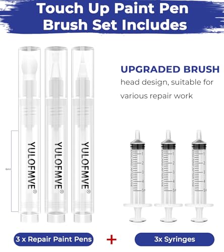 YULOFMVE Touch Up Paint Pen Kit, New Upgraded 3 Refillable Paint Pens with 3 Types of Brushes, Fillable Paint Touch Up Pens for Walls, Furniture, Floors, Windows, Doors(New Upgraded 6 Pcs Pack of 1) - Image 5