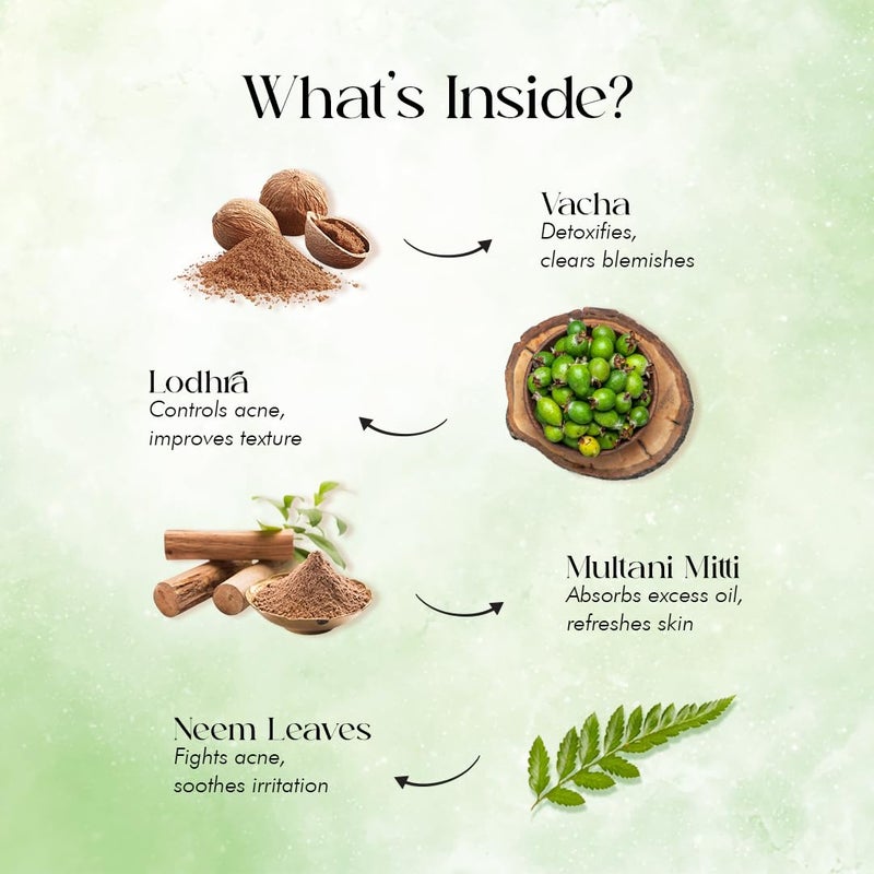 Ohria Ayurveda Lodhra Vacha DeTan Face Pack Natural Dry Herb Powder Reduces Blemishes Acne Marks Tan For All Skin Types 60g - Image 3
