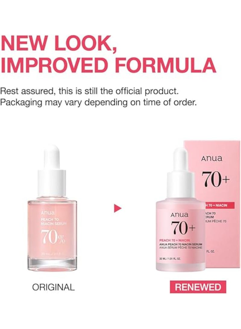 Anua Peach 70% Niacinamide Serum brightening hydrating face serum hyperpigmentation treatment reducing melanine daily clean beauty, 30ml pink - Image 2