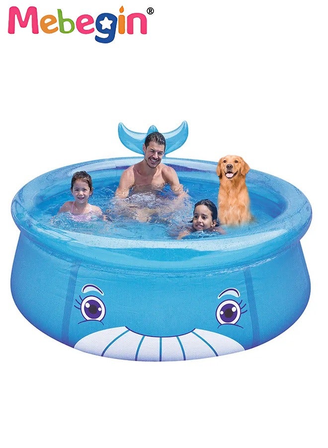 ميبيجين حوض سباحة قابل للنفخ على شكل حوت مقاس 175*62 سم، حوض سباحة قابل للنفخ سميك قابل للنفخ على شكل حوت، حوض سباحة صيفي بارد، مناسب للاستخدام العائلي وفي الهواء الطلق، في الهواء الطلق، في الحديقة، في الفناء الخلفي وفي الحفلات المائية الصيفية - Image 1