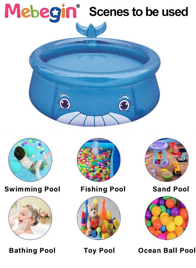 ميبيجين حوض سباحة قابل للنفخ على شكل حوت مقاس 175*62 سم، حوض سباحة قابل للنفخ سميك قابل للنفخ على شكل حوت، حوض سباحة صيفي بارد، مناسب للاستخدام العائلي وفي الهواء الطلق، في الهواء الطلق، في الحديقة، في الفناء الخلفي وفي الحفلات المائية الصيفية - Image 3