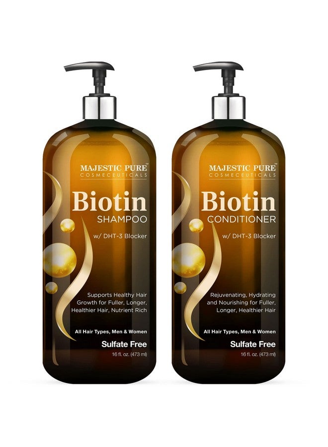 Biotin Shampoo And Conditioner Set With Dht Blocker Complex Hydrating Nourishing & Supporting Healthy Hair Growth Sulfate Free For Men & Women 16 Fl Oz Each