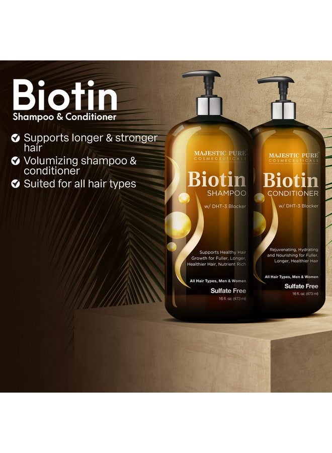 Biotin Shampoo And Conditioner Set With Dht Blocker Complex Hydrating Nourishing & Supporting Healthy Hair Growth Sulfate Free For Men & Women 16 Fl Oz Each