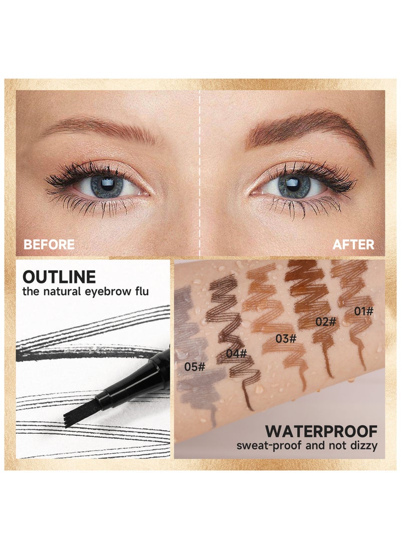 Sheloves Liquid Eyebrow Pencil Waterproof Long Lasting Four-Fork Natural Ultra Precise Sweat-Proof Non-Marking New Formula Longwear Brow Tint Brown (02)  - Image 4