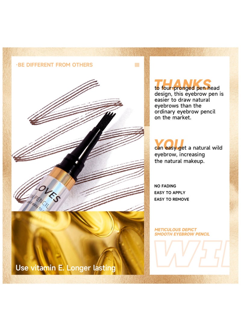 Sheloves - Liquid Eyebrow Pencil Waterproof Long Lasting Four-Fork Natural Ultra Precise Sweat-Proof Non-Marking New Formula Longwear Brow Tint Brown (02) - Image 1