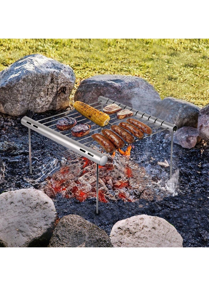 Rhyhorn Rhyhorn Grill Stack Rack Portable Compact Folding Stainless Steel Camping BBQ Tube Roaster Stand for Cooking Outdoor Backpackers  - Image 5