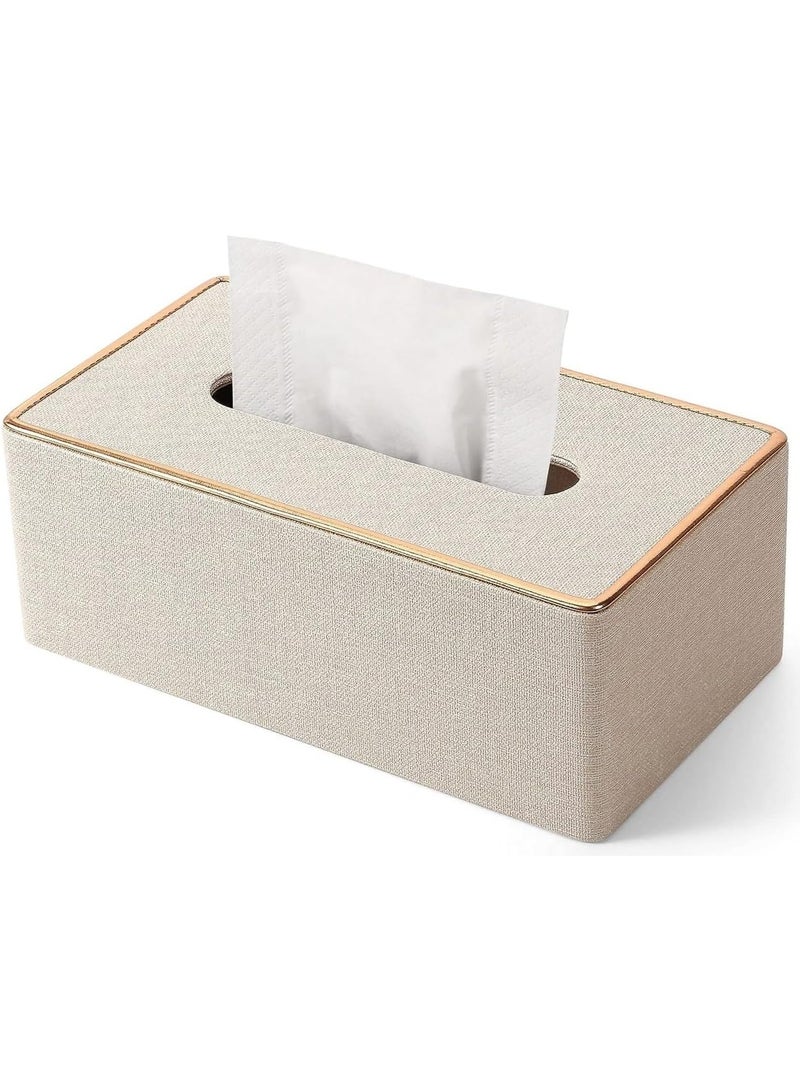 Tissue Box Cover Leather Tissue Box Holder for Office Home Car Hotel- Large Luxurious Paper Dispenser Case for Bathroom, Bedroom, Living Room - Image 1