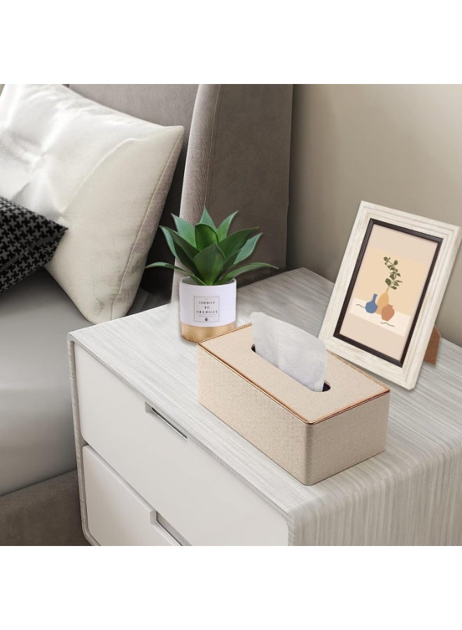Tissue Box Cover Leather Tissue Box Holder for Office Home Car Hotel- Large Luxurious Paper Dispenser Case for Bathroom, Bedroom, Living Room - Image 2