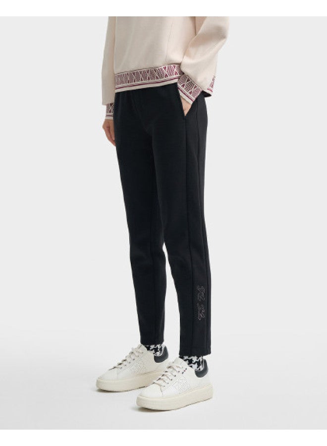 FILA Women'S Casual Pants Ladies Fashion Simple Comfortable Solid Color Straight Leg Pants Daily Versatile Knit Trousers - Image 1