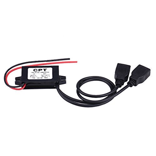 Keenso وحدة محول USB للسيارة، 3A DC 12V إلى DC 5V مزدوج USB لمحول شاحن للسيارة والدراجة النارية والهاتف - Image 1