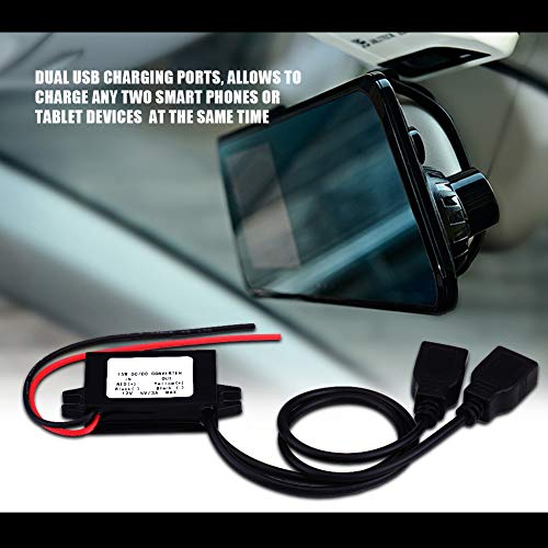 Keenso وحدة محول USB للسيارة، 3A DC 12V إلى DC 5V مزدوج USB لمحول شاحن للسيارة والدراجة النارية والهاتف - Image 3
