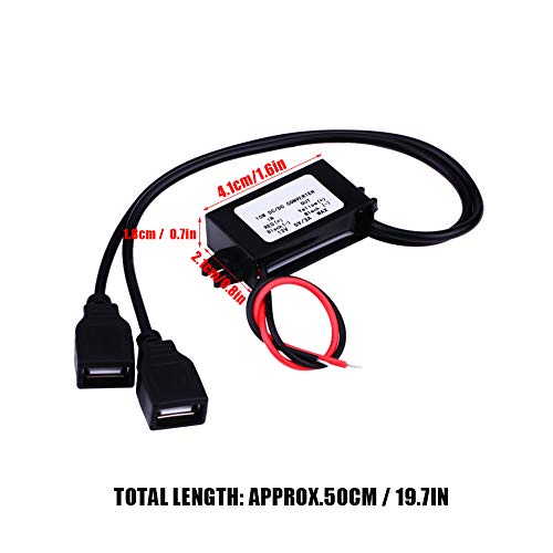 Keenso وحدة محول USB للسيارة، 3A DC 12V إلى DC 5V مزدوج USB لمحول شاحن للسيارة والدراجة النارية والهاتف - Image 4