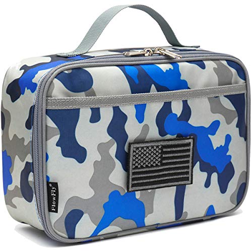 FlowFly Kids Lunch box Insulated Soft Bag Mini Cooler Back to School Thermal Meal Tote Kit for Girls Boys Flag