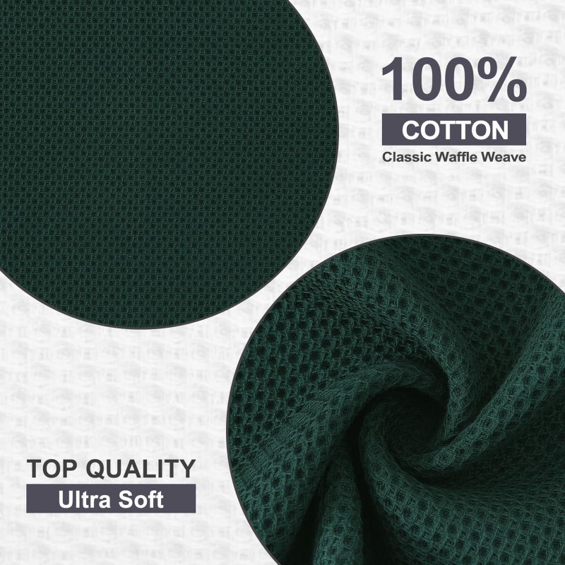 Kitinjoy 100% Cotton Kitchen Dish Cloths (12 X 12 Inches, Blackish Green), 6 Pack Waffle Weave Ultra Soft Absorbent Dish Towels for Drying Dishes Quick Drying Kitchen Towels Dish Rags - Image 2