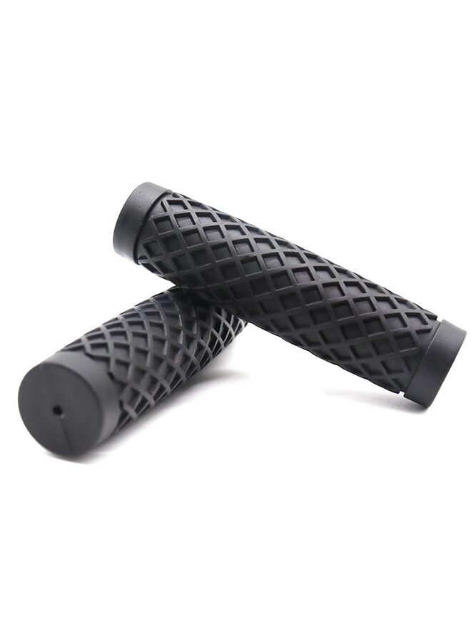 2pcs-WafflePattern Rubber Motorcycle Grips - BLACK - for 7/8" bars - Image 1
