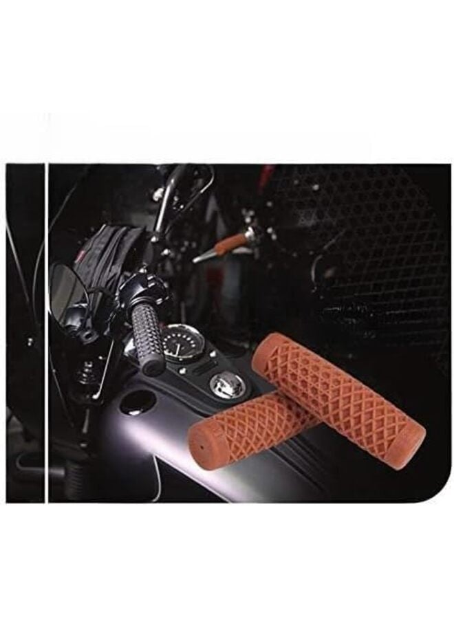 2pcs-WafflePattern Rubber Motorcycle Grips - BLACK - for 7/8" bars - Image 4