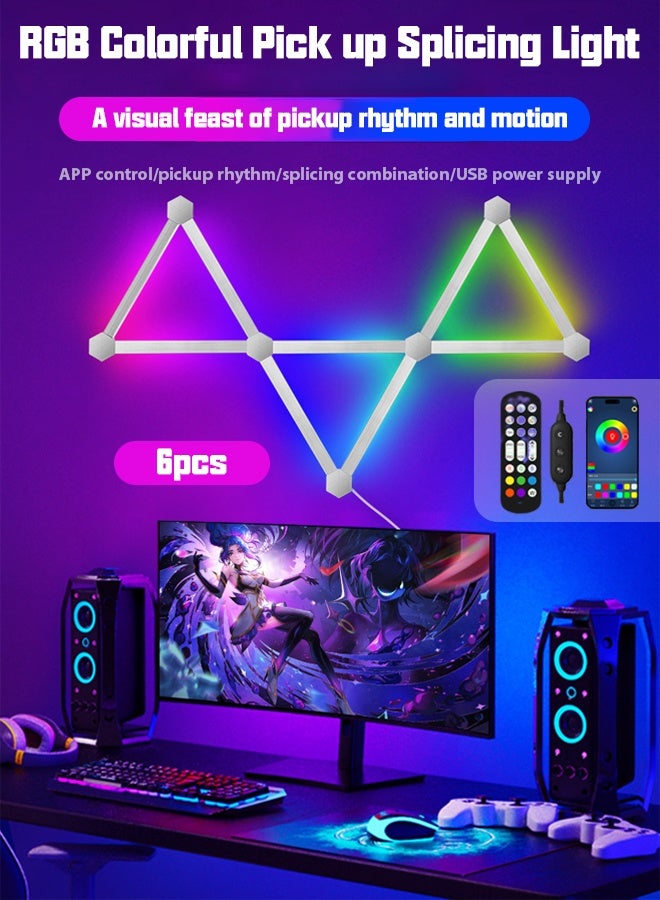 بوكسفالزور إضاءة محيطة RGB لليد مع 6 قطع، إضاءة جو الألعاب الرياضية الإلكترونية LED بتقنية البلوتوث، تحكم بمفتاح توقيت بشحن USB، تصميم مدمج بأوضاع متعددة، مناسبة للاستخدام اليومي في المنازل والمكاتب والألعاب والهدايا - Image 1