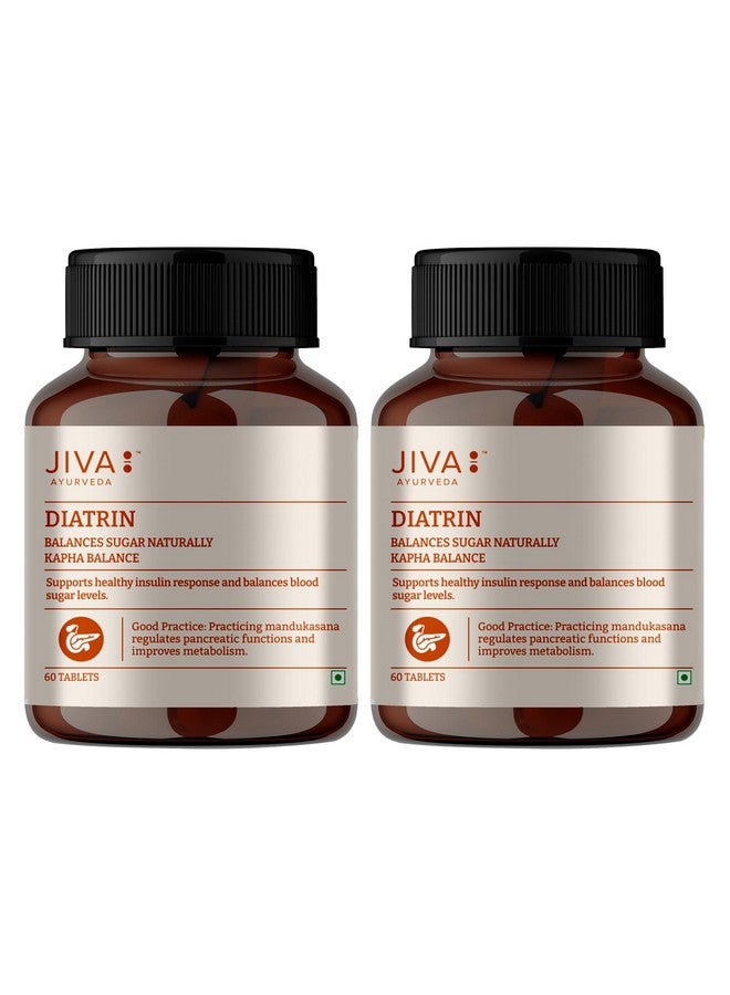 Jiva Diatrin Tablets 500mg | 100% Ayurvedic Formulation | Manages Blood Sugar Levels, Improves Metabolism & Strengthens the Pancreas | Balances Tri-Dosha- 60 Tablets (Pack of 2) - Image 1