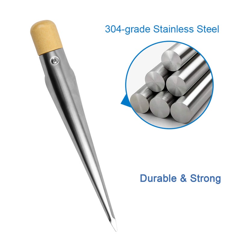 Shaddock SHADDOCK Marine Rope Splicing Spike Fids with Wood Handle, Stainless Steel 180mm/280mm for Boat Rope Line Wire Hardware Tool (Small) - Image 2