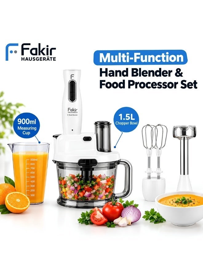 Fakir Hand Blender and Food Processor Set, 1000W, 1.5L Chopper Bowl, 900ml Measuring Cup, Multi-Function Immersion Blender for Blending, Chopping, Mixing and Pureeing - Image 1
