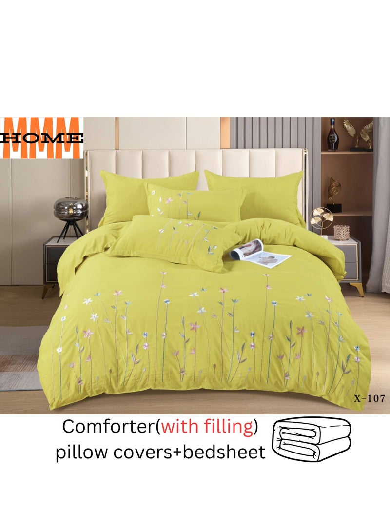 MMM HOME MMM HOME Embroidered 6pcs King size High Cotton Hotel Master Quality Microfiber Bedding Set Comforter/Bedsheet/Pillow covers set  - Image 2