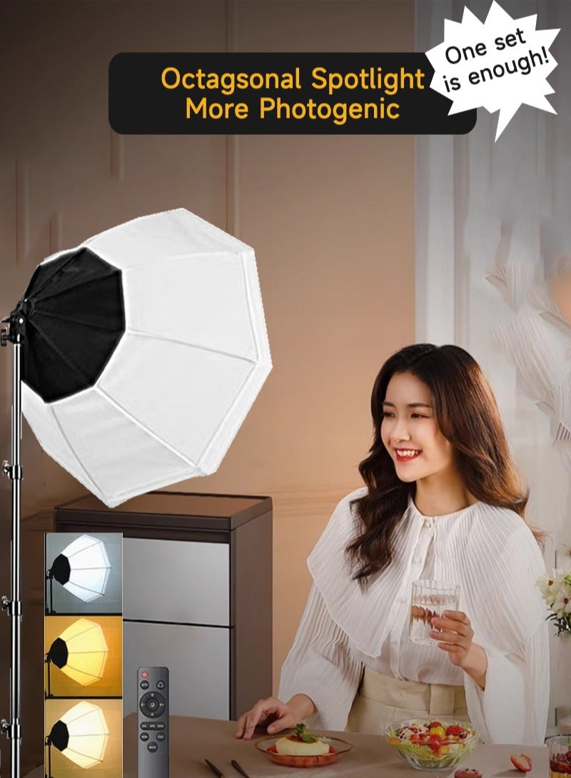 Sharpdo Photography Softbox Lighting Kit with 200W LED 3 Colors Bulb Umbrellas Softbox and Carry Bag for Portrait Product Shooting - Image 1