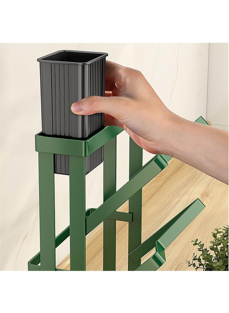 Hihonor Spoon Rest Pot Lid Holder with Drip Tray Utensils Rack for Kitchen Counter Stove Top chopping board baking sheet Gold Three Layers-Wall mountable, Green  - Image 4